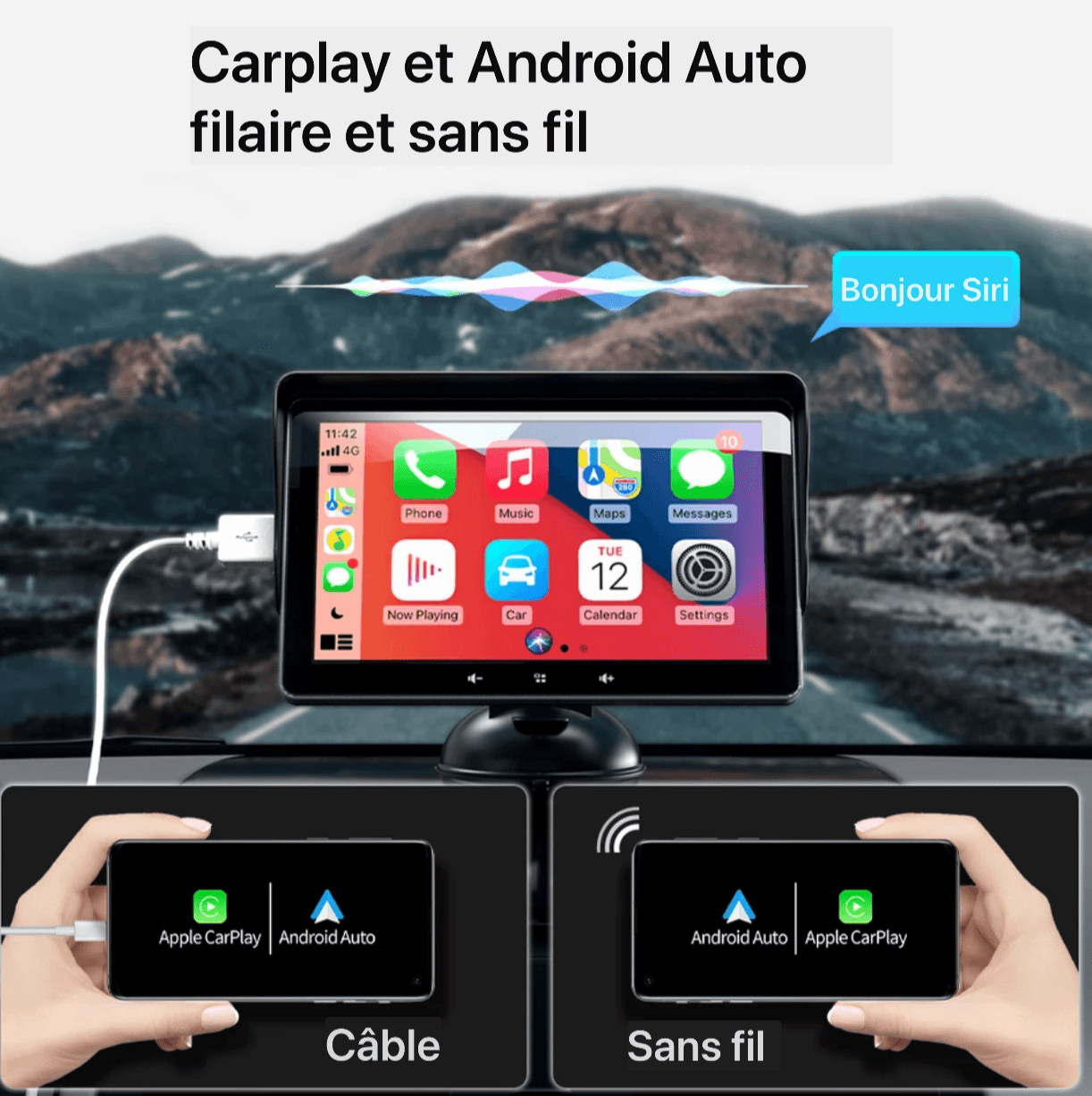 DriveConnect UNIVERSEL CarPlay | Android (Waze,Musique,Message..) - LaFrTouch