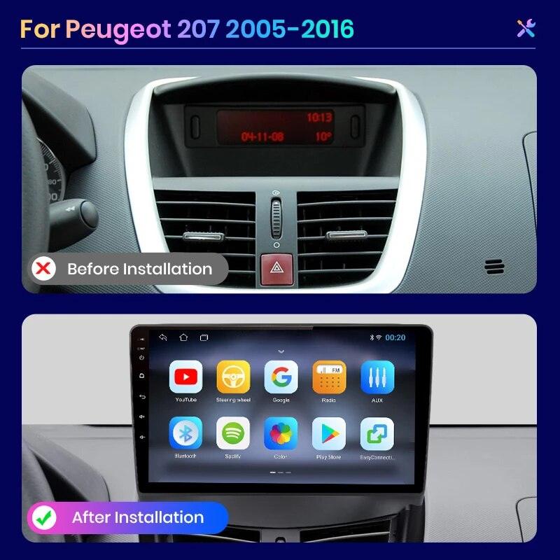 GPS pour Peugeot 207 207 CC 2006 - 2015 ANDROID / CARPLAY